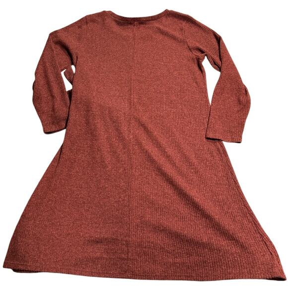 NWT Kaileigh Lauryn Fitted Side Tie Dress Womens Plus Sze 1X Orange Red Ribbed - Picture 6 of 8